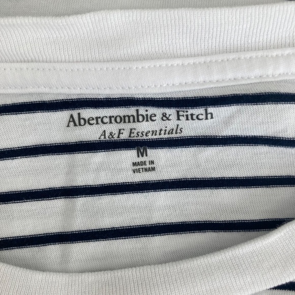 Abercrombie & Fitch Essential Premium Polished Relaxed Tee White Navy Stripe - Picture 3 of 4